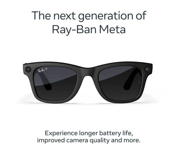 Ray-Ban Meta Wayfarer (Gen 2) Smart Glasses - Matte Black, Polarised Gradient Graphite Lenses - Large - Image 2