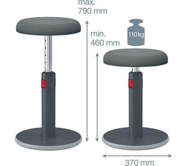 Leitz Ergo Cosy Active Sit-Stand Stool 2-in-1 - Velvet Grey - Image 3