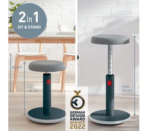 Leitz Ergo Cosy Active Sit-Stand Stool 2-in-1 - Velvet Grey - Image 8