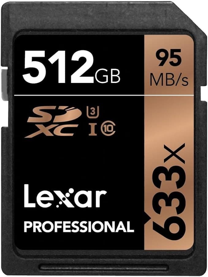 Lexar Professional 633x 512GB SDXC UHS-I Memory Card Up to 95MB/s (LSD512CBEU633)