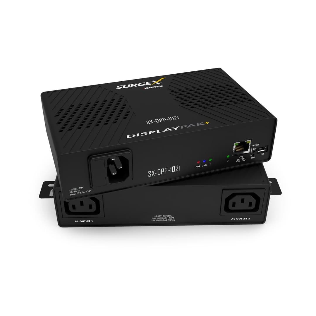 DisplayPak+ SX-DPP-102i IP Controlled Power Management, 10A / 240V, 2x IEC C13, Slim Smart PDU with Multi-Stage Power Protection - Image 1