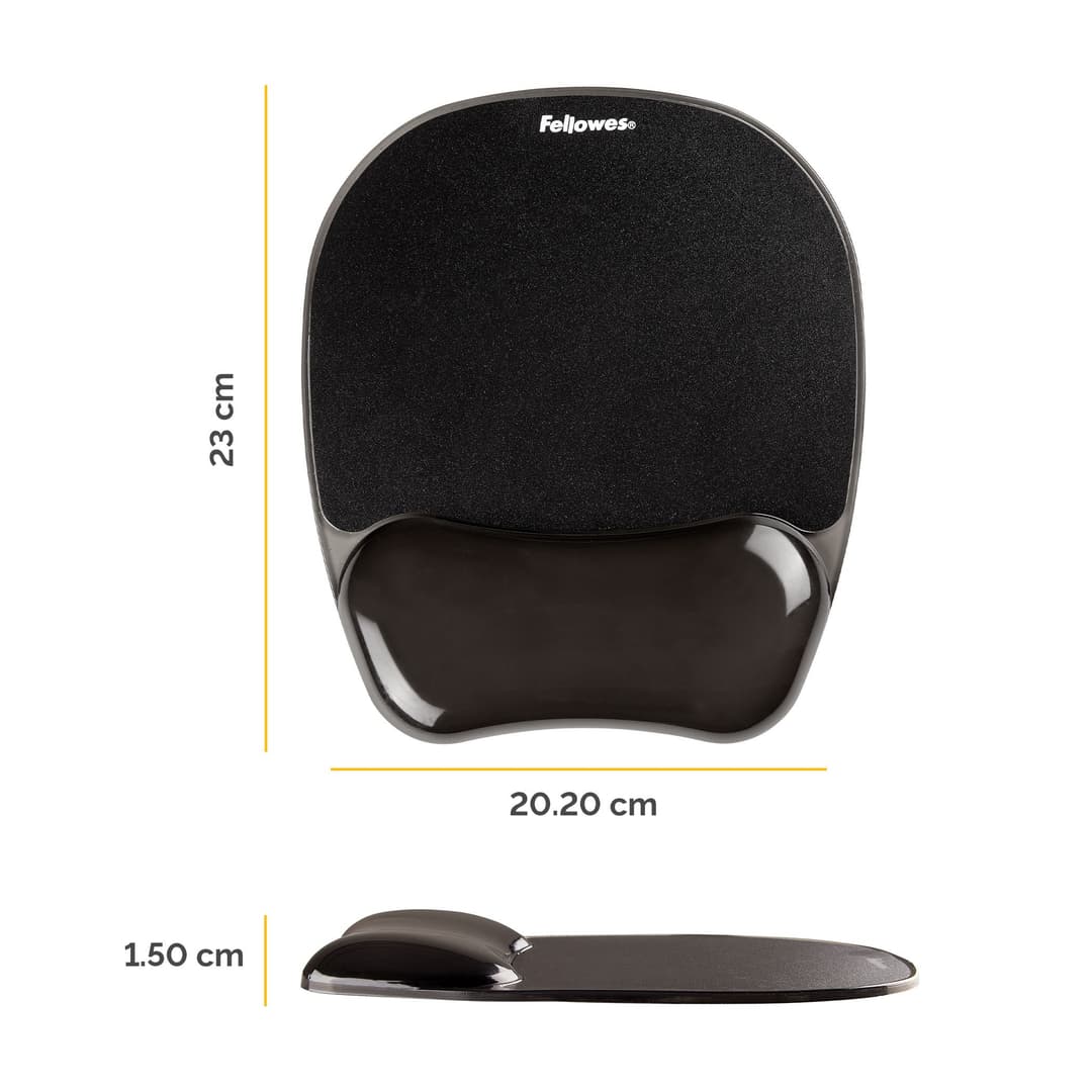 Fellowes Mouse Mat Wrist Support - Crystals Gel Mouse Pad with Non Slip Rubber Base - Ergonomic Mouse Mat for Computer, Laptop, Home Office Use - Compatible with Laser and Optical Mice - Black - Image 2