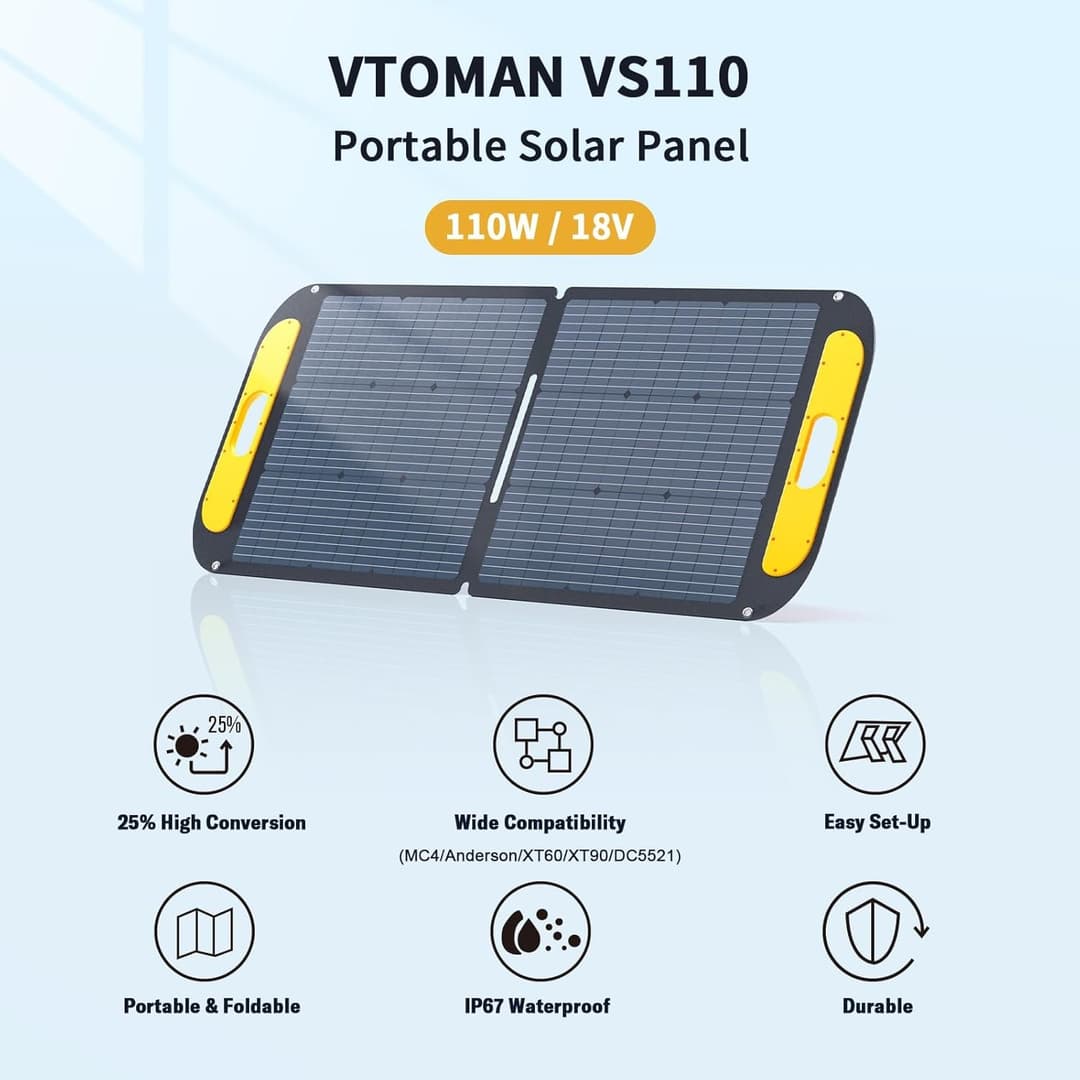 VTOMAN VS110 110W Portable Foldable Solar Panel - Black - Image 8