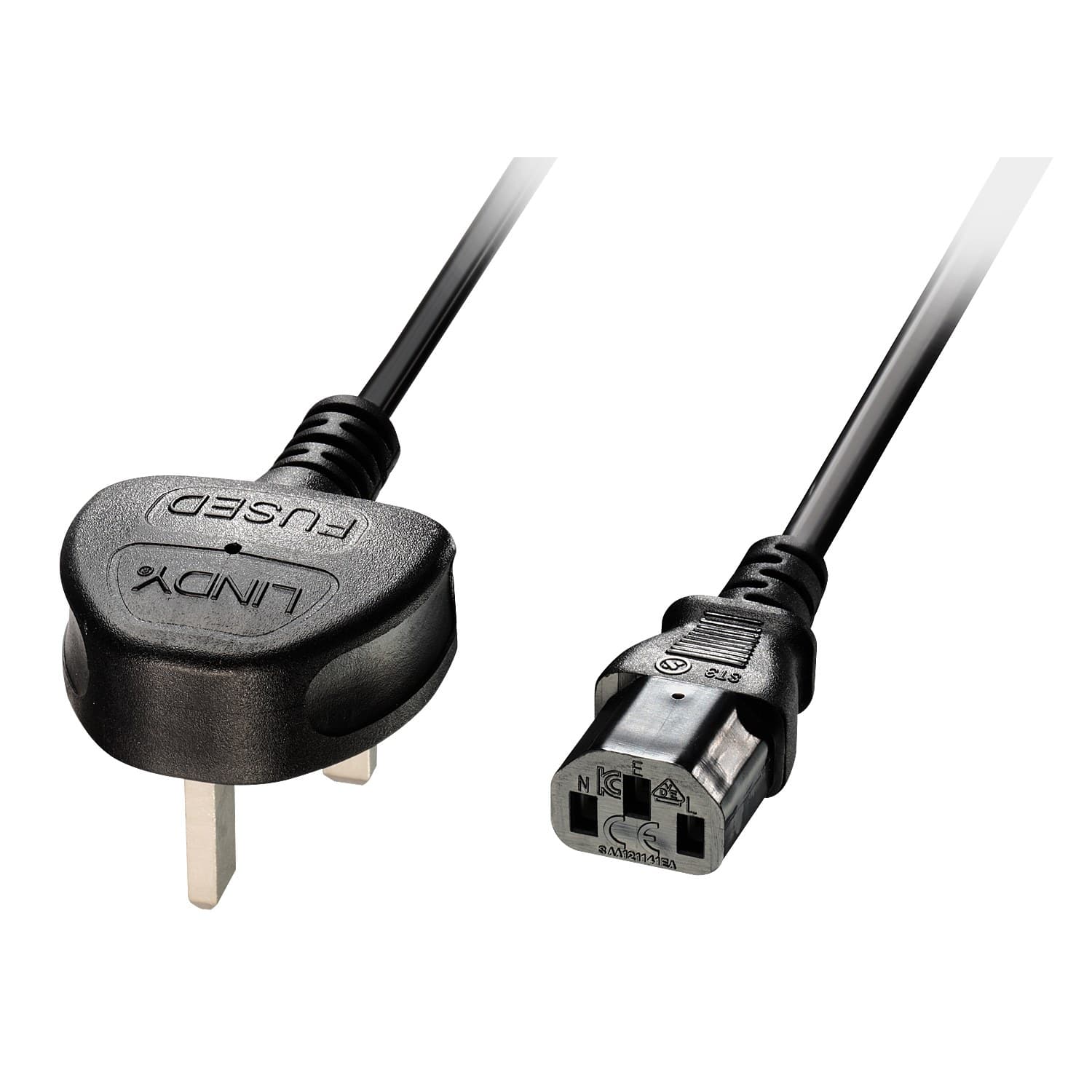 Lindy 2m UK 3 Pin Plug to IEC C13 Mains Power Cable, Black