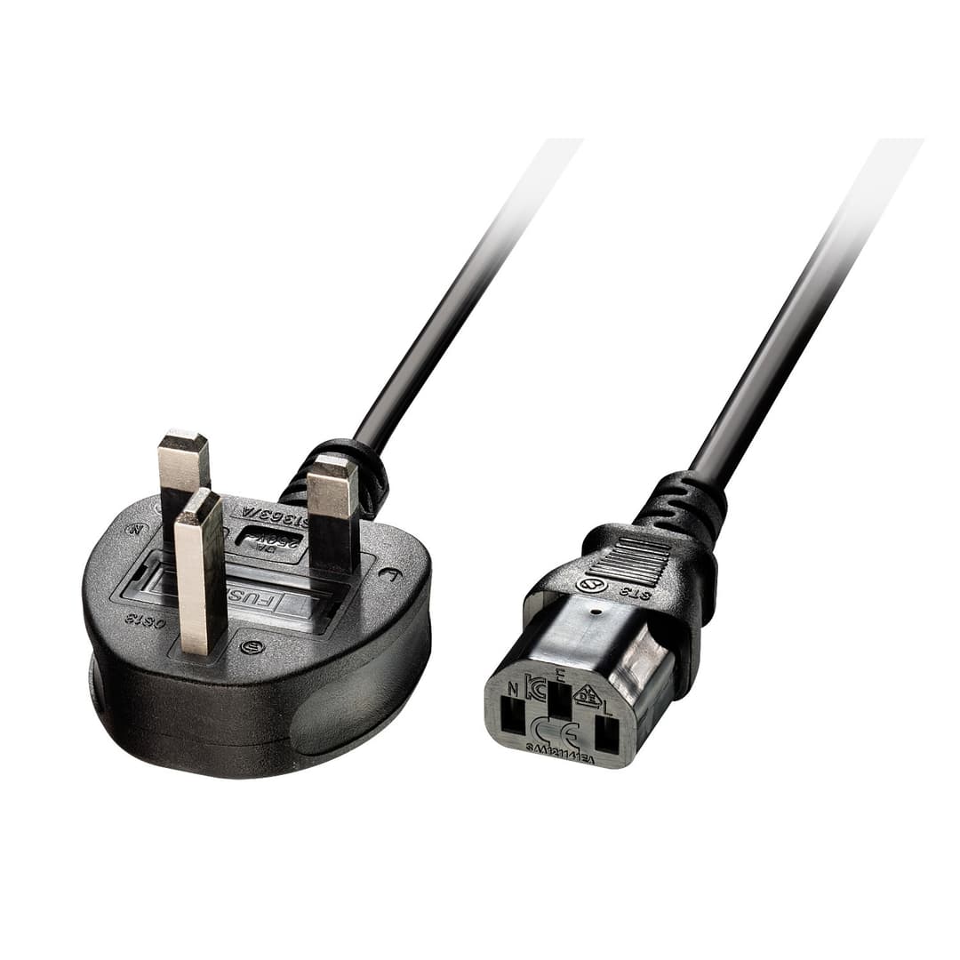 Lindy 2m UK 3 Pin Plug to IEC C13 Mains Power Cable, Black - Image 2
