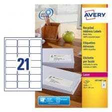 Avery LR7160-100 Recycled Address Labels 100 sheets - 21 Labels per Sheet - Image 1