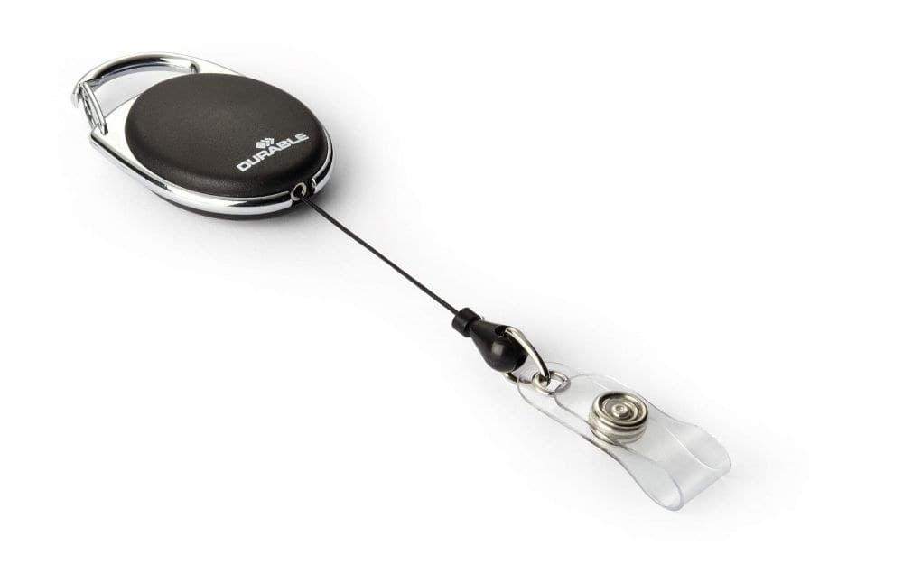Durable STYLE Secure Retractable Clip Badge Reel for ID PK10 Black - Image 1