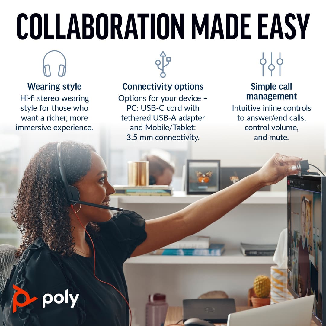 Poly Blackwire 3225 Stereo USB-C Headset - Image 3