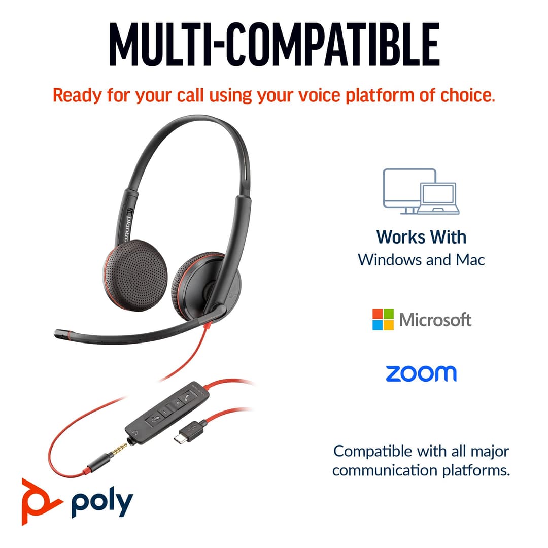Poly Blackwire 3225 Stereo USB-C Headset - Image 6