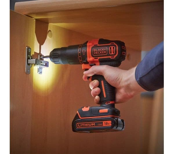 BLACK + DECKER BCD700S1K 18V Cordless 2 Gear Hammer Drill with 1 x 1.5Ah Battery, Charger & Kitbox - Black & Orange - Image 5