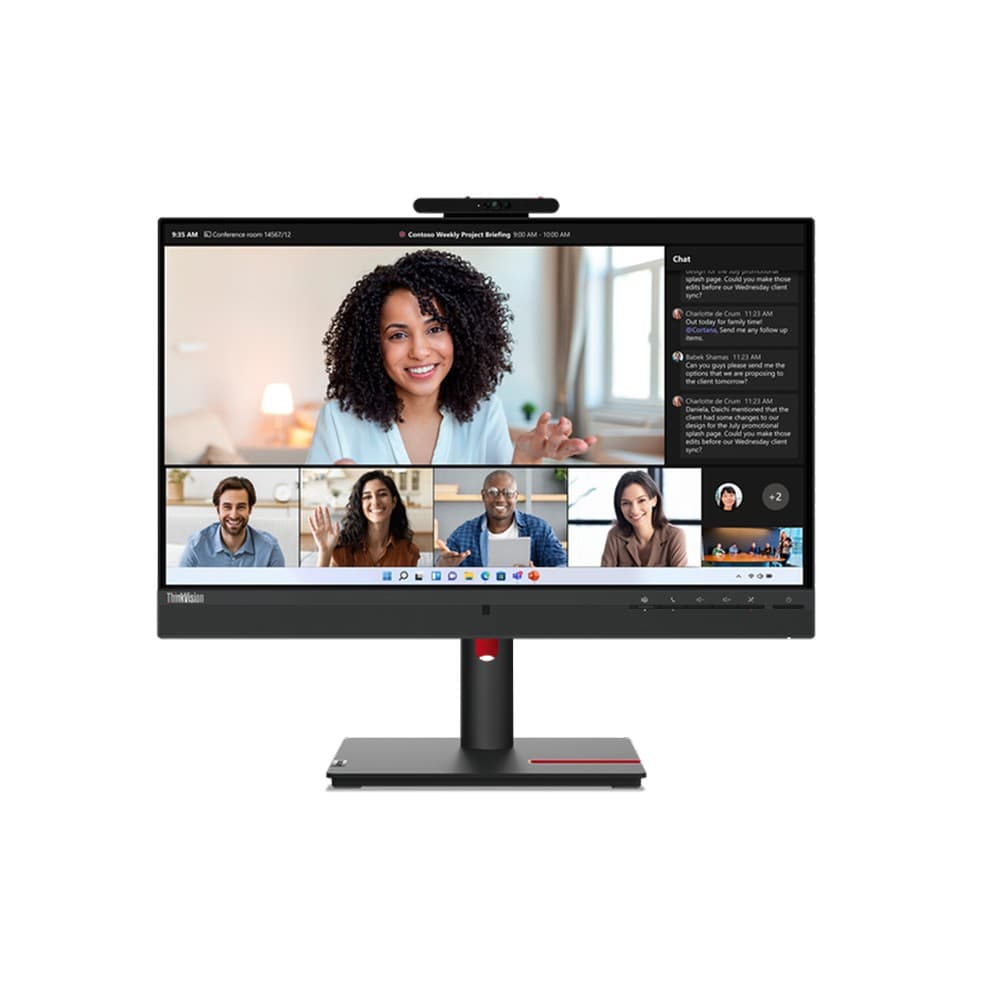 Lenovo ThinkVision T24mv-30 23.8" 1920 x 1080 Full HD IPS WLED Flat Video Conferencing Monitor - 5MP Webcam, Dual 5W Speakers, USB-C, Ethernet, HDMI, DisplayPort