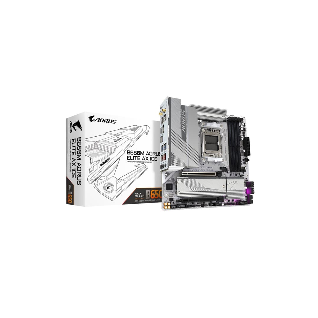 GIGABYTE B650M AORUS ELITE AX ICE Micro ATX AMD Socket AM5 Motherboard - Image 1