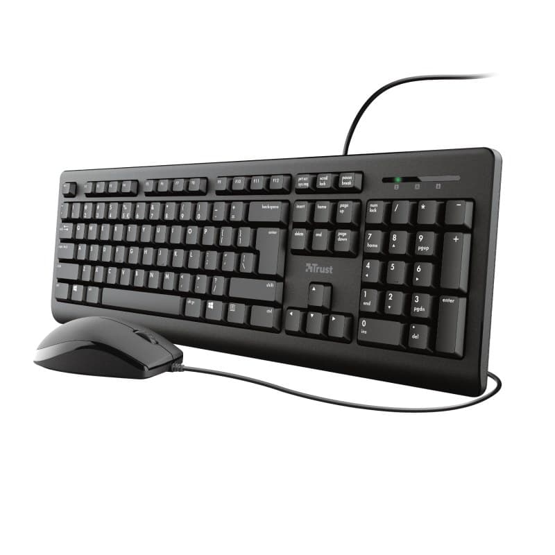 Trust TKM-250 Wired USB Keyboard & Mouse Set - Full-Size, UK QWERTY Layout, Black