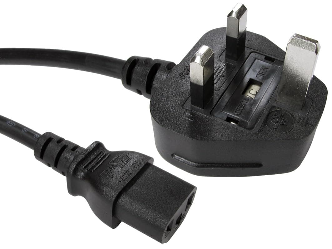 0.5m UK Plug to C13 Mains Lead - Black