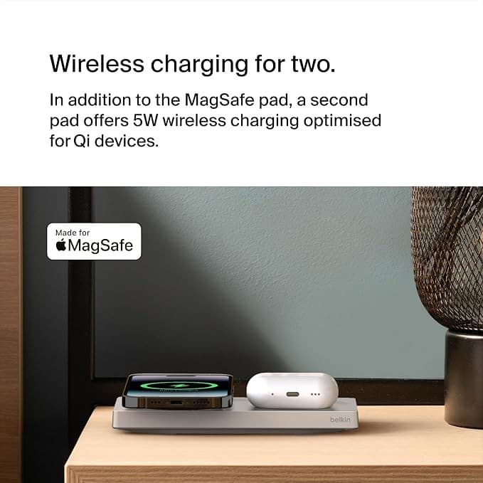 Belkin BoostCharge Pro 2-in-1 MagSafe Wireless Charging Pad 15W Sand - Image 3