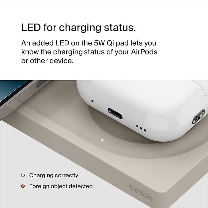 Belkin BoostCharge Pro 2-in-1 MagSafe Wireless Charging Pad 15W Sand - Image 5
