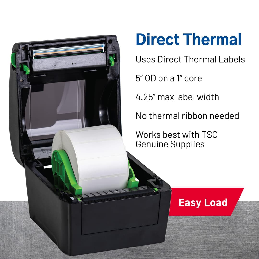 TSC DA210 Desktop Direct Thermal Label Printer - 4.25 inch, 203 dpi, USB 2.0 - Black - Image 5
