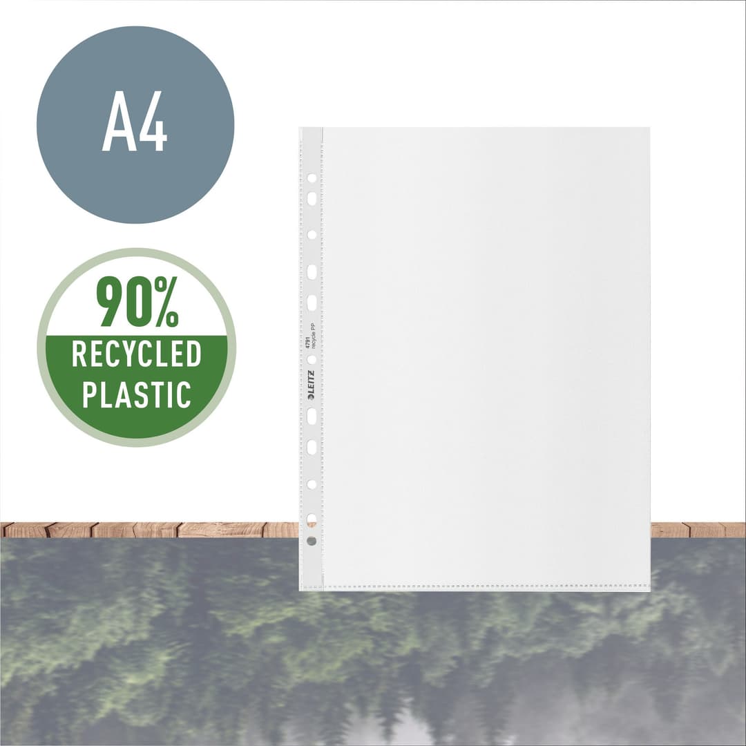 Leitz Recycle A4 Pocket Clear 100 Micron - Box of 100 - Image 2