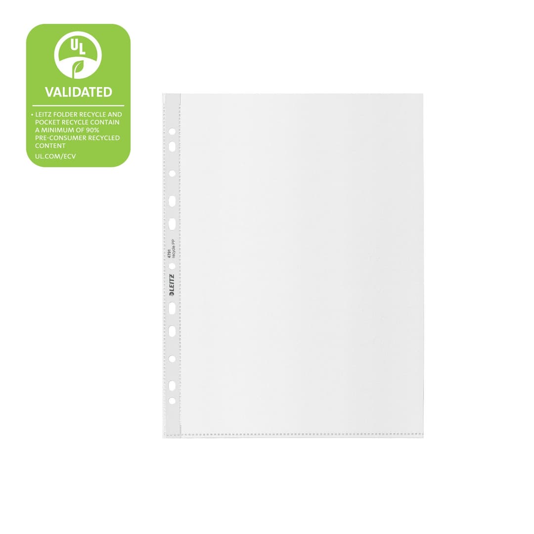 Leitz Recycle A4 Pocket Clear 100 Micron - Box of 100 - Image 3