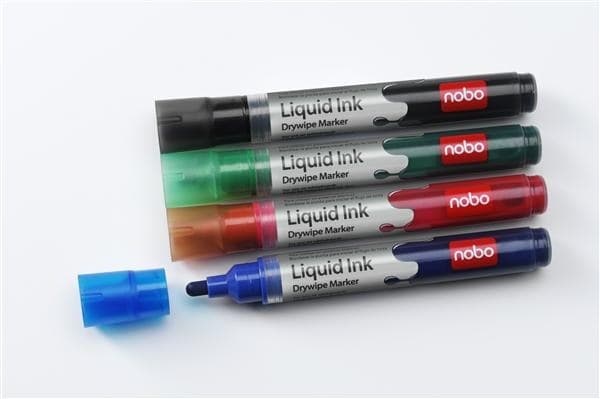 Nobo Liquid Ink Whiteboard Pens Bullet Tip 6 Pack - Image 1