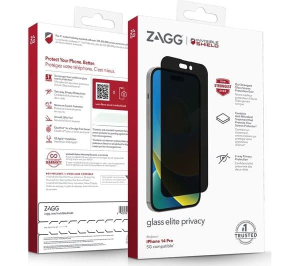 ZAGG Invisible Shield Glass Elite Privacy iPhone 14 Pro Screen Protector - Clear - Image 6