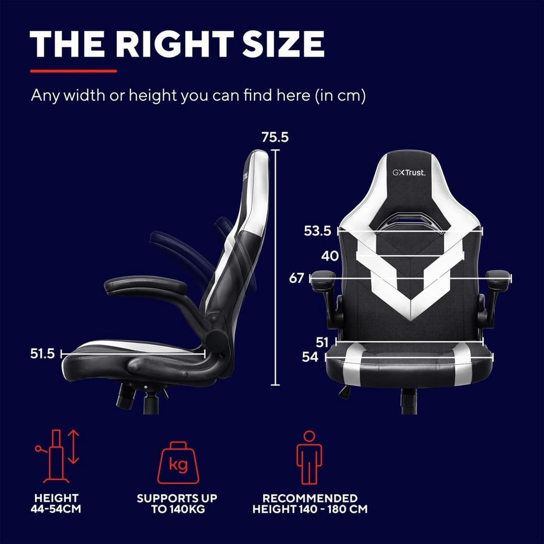Trust GXT703 Riye Gaming Chair - White - Image 7