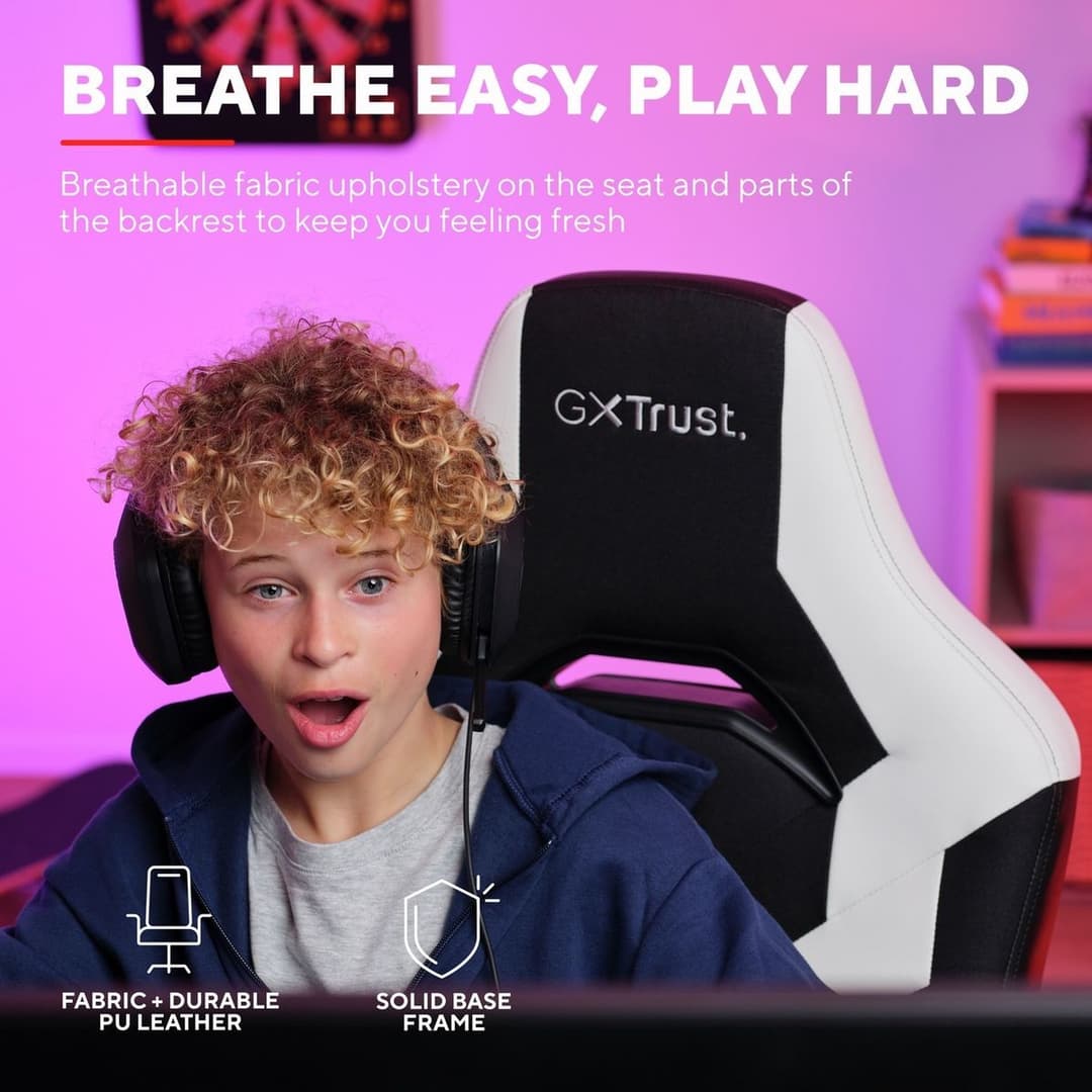 Trust GXT703 Riye Gaming Chair - White - Image 8