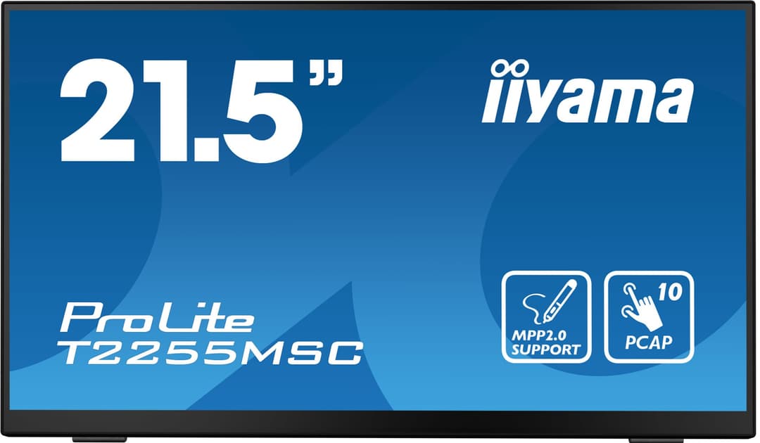 iiyama ProLite T2255MSC-B1 computer monitor 54.6 cm (21.5") 1920 x 1080 pixels Full HD IPS LCD 10-Point PCAP Touchscreen, MPP 2.0 Stylus Support, HDMI, DisplayPort, USB 3.0 Hub, 2 x 3W Speakers, Black - Image 2