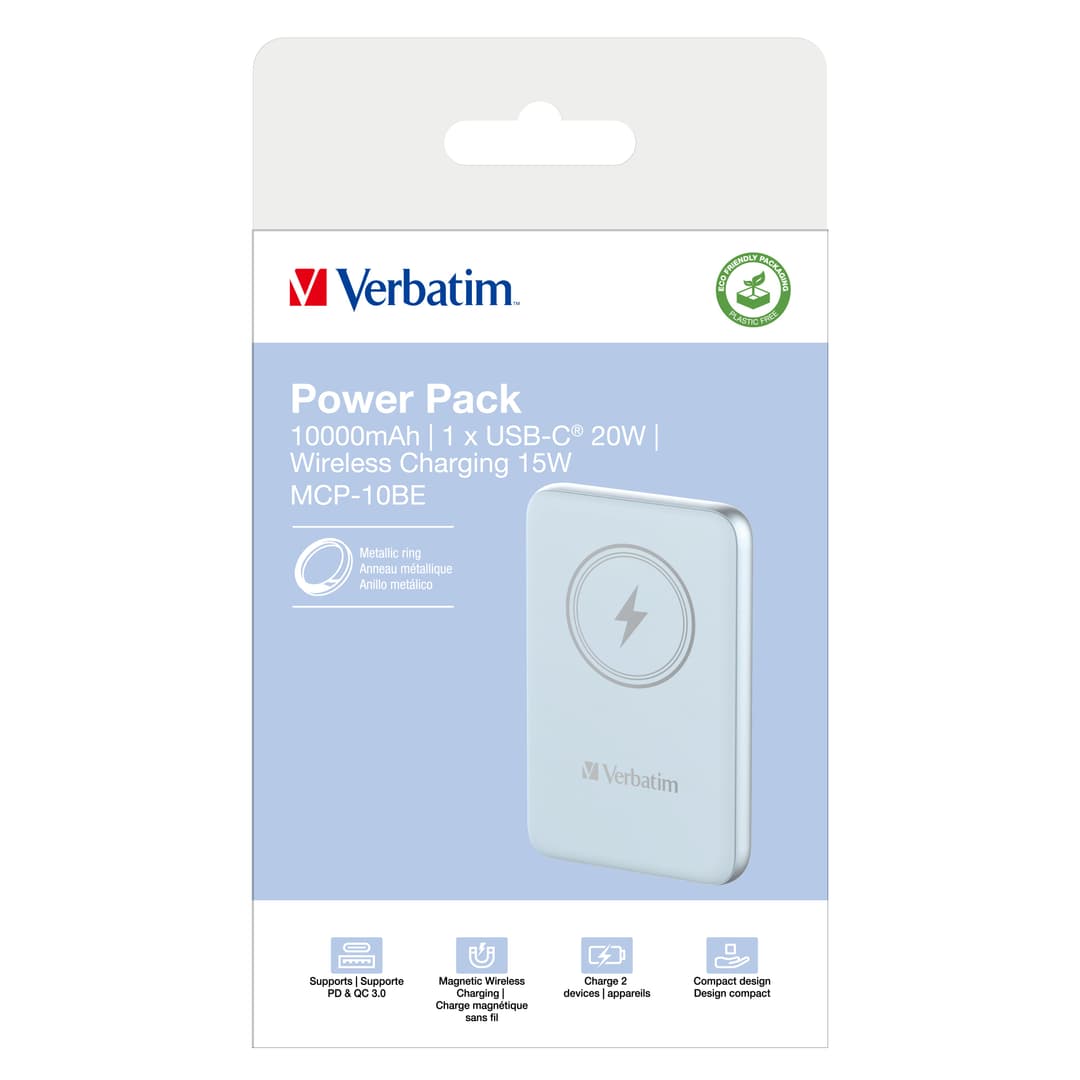 Verbatim Charge 'n' Go Magnetic Wireless Power Bank 10000mAh Blue - Image 4