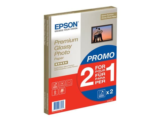 Epson Premium Glossy Photo Paper BOGOF - photo paper - glossy - 15 sheet(s) - A4 - 255 g/m² (pack of 2) - Image 1