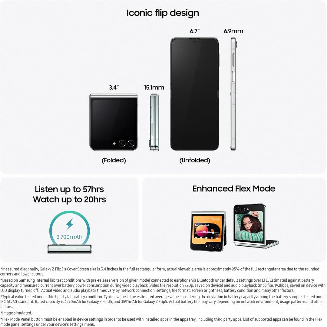 Samsung Galaxy Z Flip5, 512GB Foldable Android, Smartphone - Graphite - Image 2