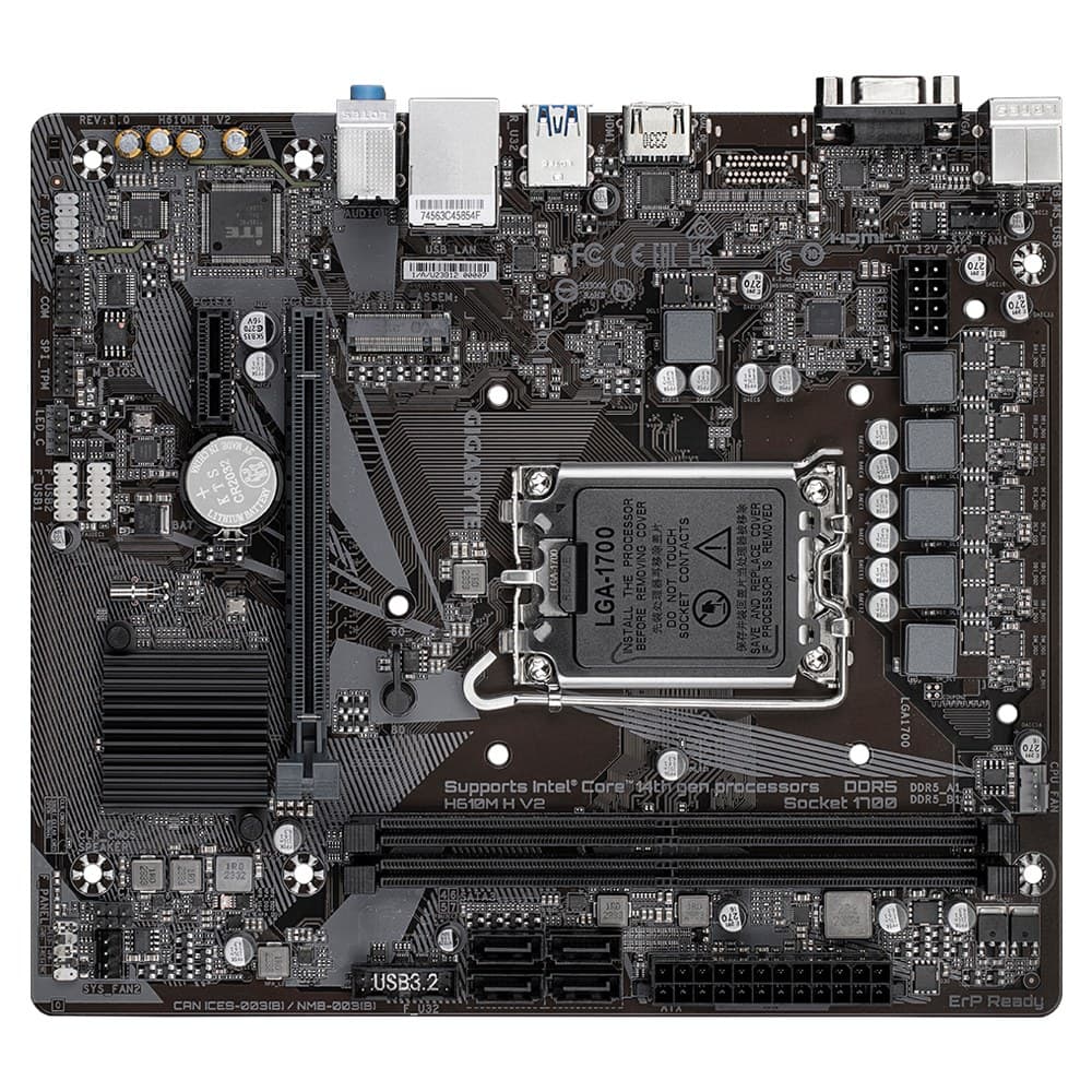 Gigabyte H610M H V2 LGA1700 Micro-ATX Motherboard - Supports Intel Core 14th CPUs, 4+1+1 Hybrid Digital VRM, up to 5600MHz DDR5, 1xPCIe 3.0 M.2, GbE LAN, USB 3.2 Gen 1 - Image 4