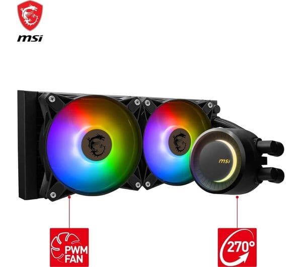 MSI MAG CORELIQUID E240 240mm ARGB Liquid CPU Cooler Black - Image 4