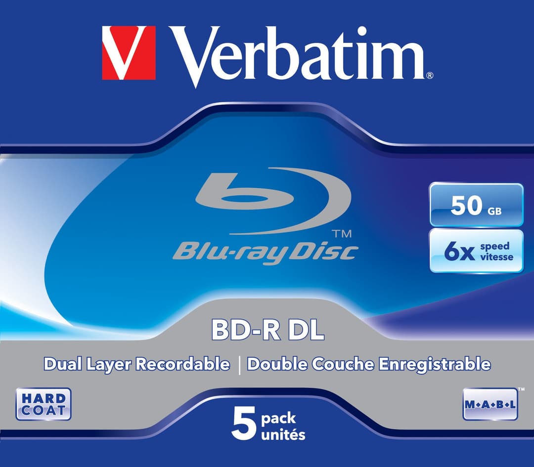 Verbatim 43748 Blank Blu-ray Disc BD-R DL 50 GB 6x - 5 Pack Jewel Case - Image 2