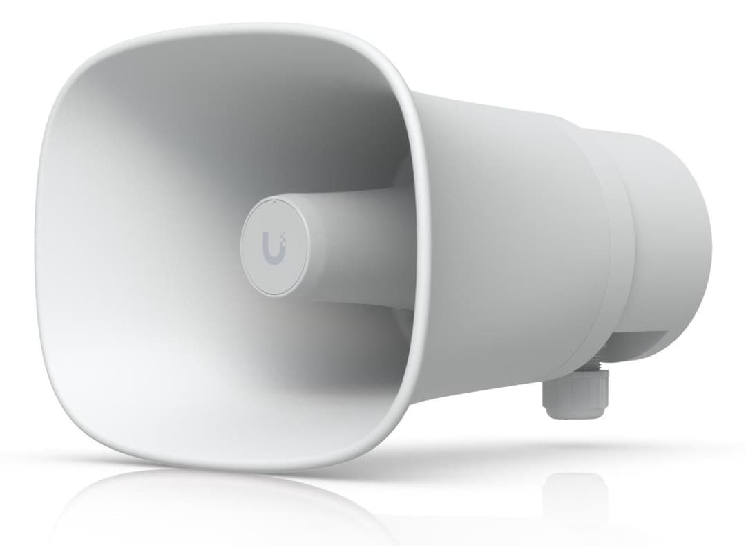 Ubiquiti UniFi AI Horn Speaker UP-AI-Horn-Speaker-W - All-Weather PoE 120 dB Outdoor Horn Speaker, White - Image 1