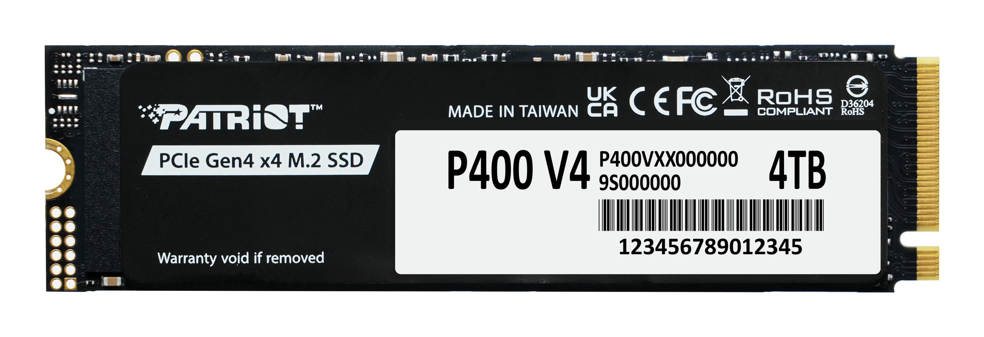 Patriot Memory P400 V4 4 TB M.2 2280 PCI Express 4.0 NVMe SSD