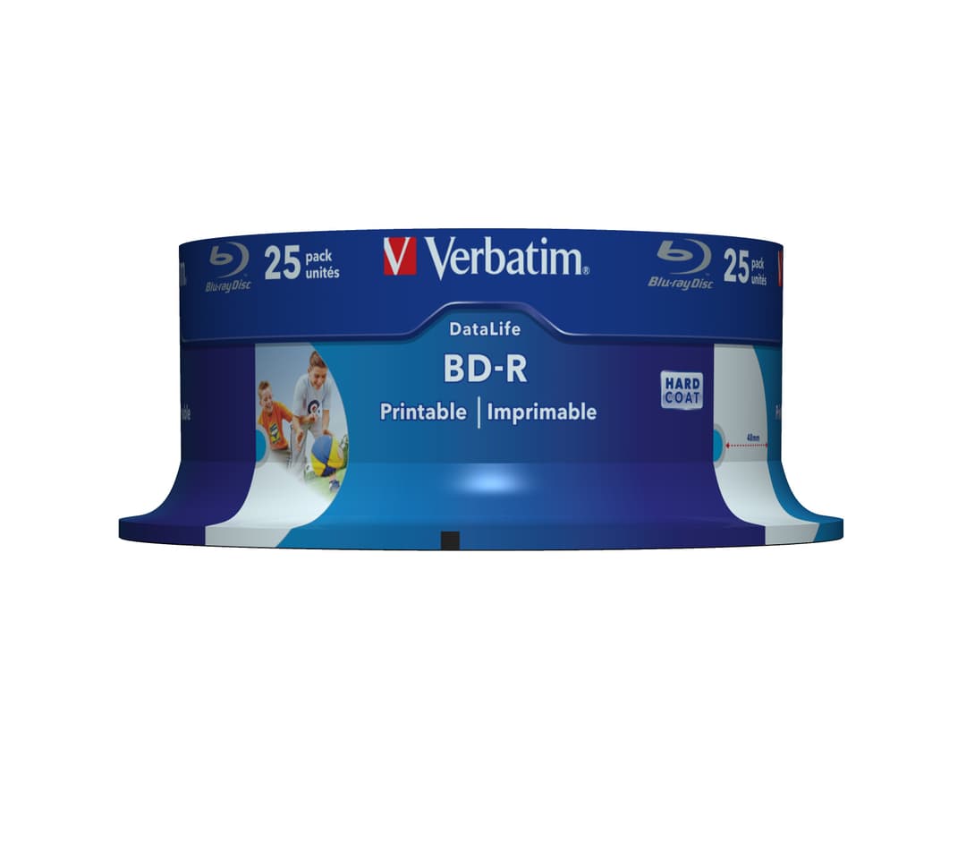 Verbatim DataLife 43811 6x Speed BD-R Blank Blu-ray Discs 25GB Inkjet Printable - Spindle Pack of 25 - Image 1