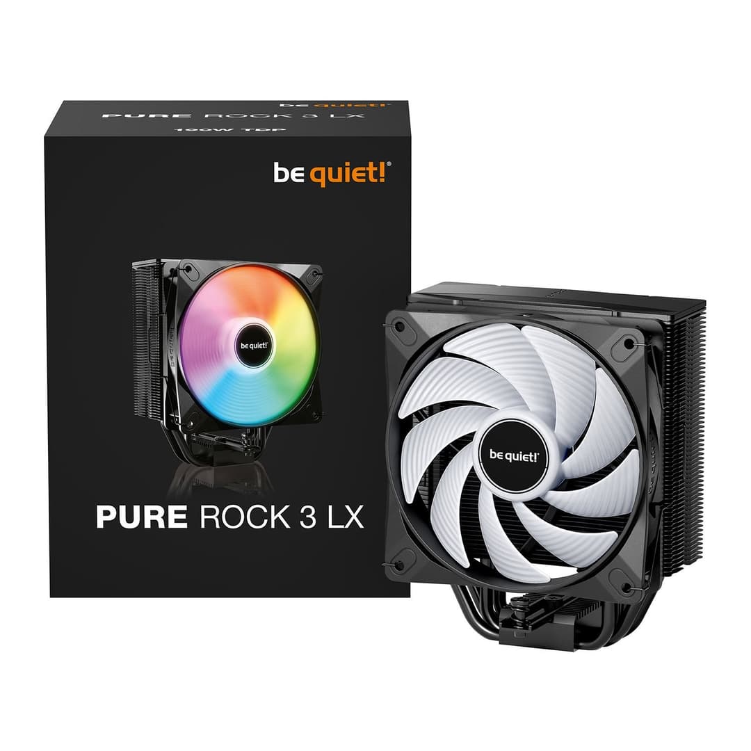 be quiet! Pure Rock 3 LX BK040 Single Tower 120mm 4-pin ARGB CPU Air Cooler 190W TDP Intel/AMD - Black - Image 1