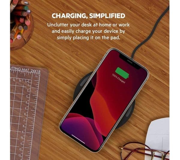 BELKIN BoostCharge Qi 10 W Wireless Fast Charging Pad with Power Supply - Black - Image 2
