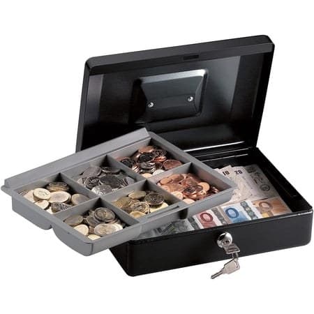 Master Lock CB-10ML Small Cash Box with Keyed Lock, 3.34L, 25 x 18.8 x 8.3cm - Image 1