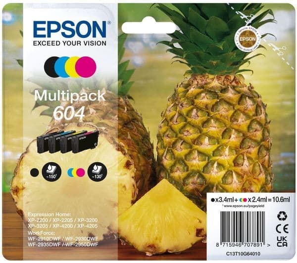 EPSON 604 Pineapple Cyan, Magenta, Yellow & Black Ink Cartridges - Multipack