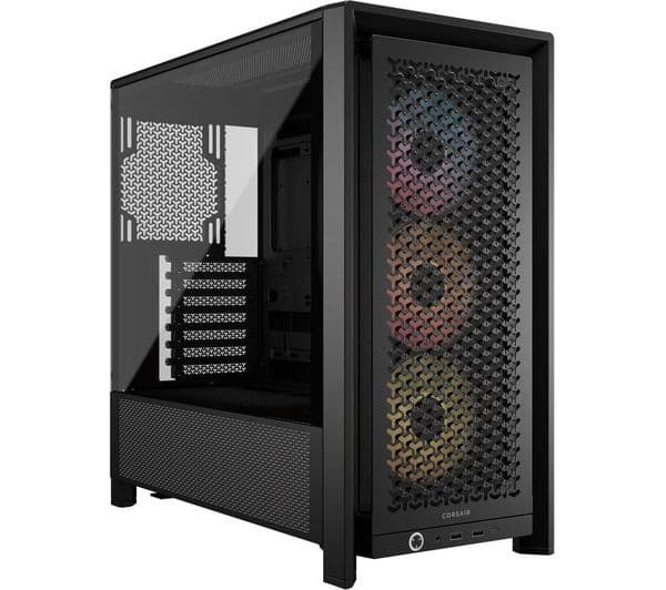 Corsair FRAME 4000D RS ARGB ATX Mid-Tower PC Case, 3x RS120 ARGB Fans, Tempered Glass - Black