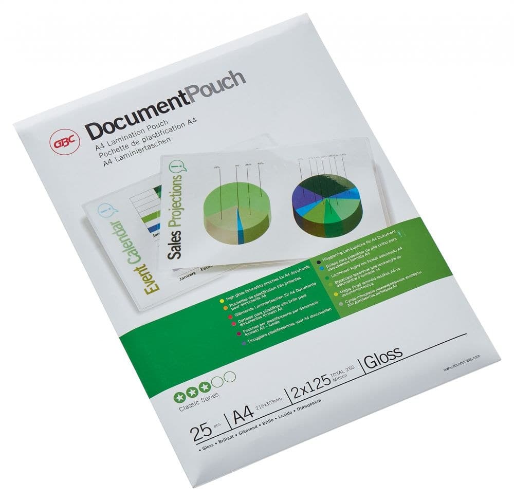 GBC 3740482 A4 Gloss Document Pouch 125 micron 25Pk - Image 1