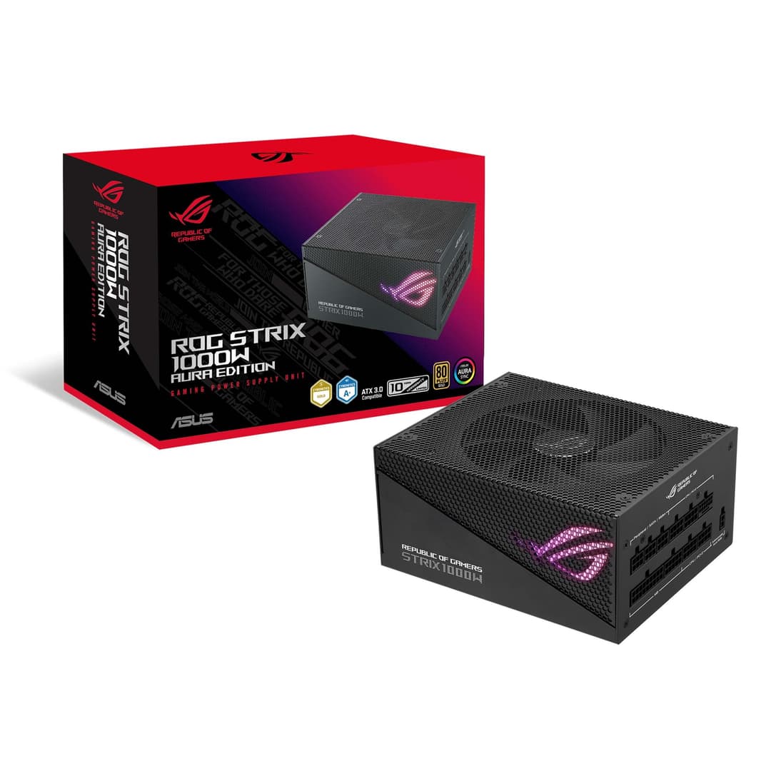 ASUS ROG Strix 1000W Gold Aura Edition ATX 3.0 PCIe 5.0 Fully Modular Power Supply - Black - Image 1