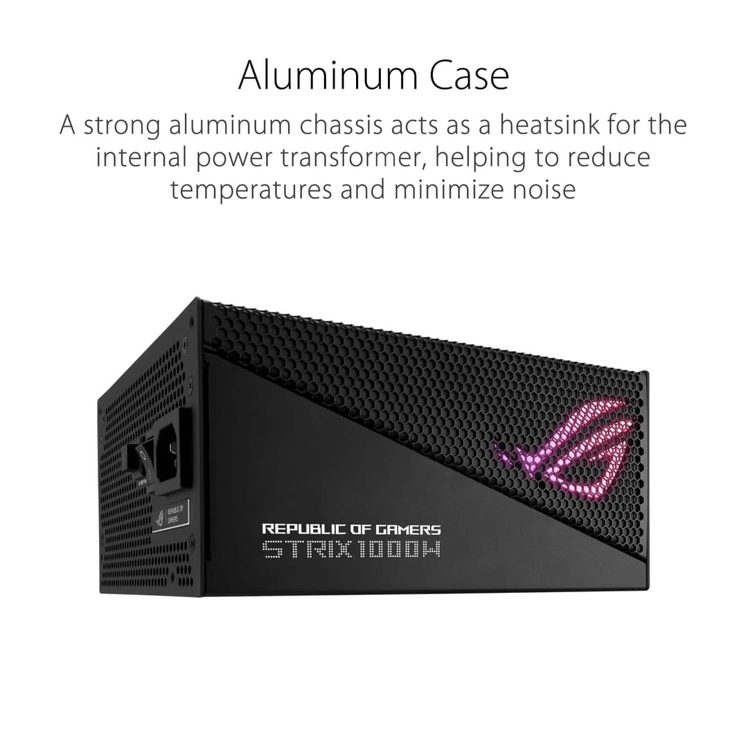 ASUS ROG Strix 1000W Gold Aura Edition ATX 3.0 PCIe 5.0 Fully Modular Power Supply - Black - Image 2