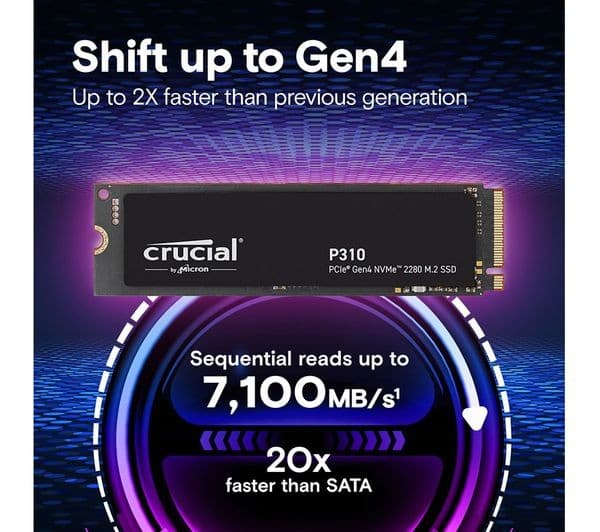 Crucial P310 500 GB M.2 2280 PCIe Gen4 NVMe 6600 MB/s Internal SSD - Image 2