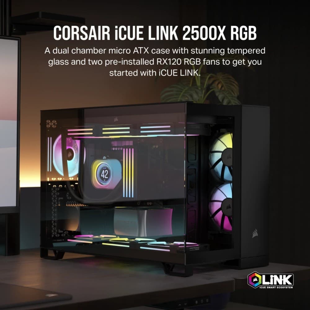 CORSAIR iCUE LINK 2500X RGB Micro-ATX Mid Tower PC Case - Black - Image 3