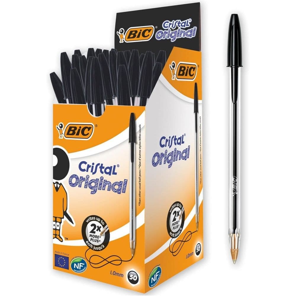 BIC Cristal Original Ballpoint Pen Black Medium 1.0mm Tip (Pack of 50) - Image 1