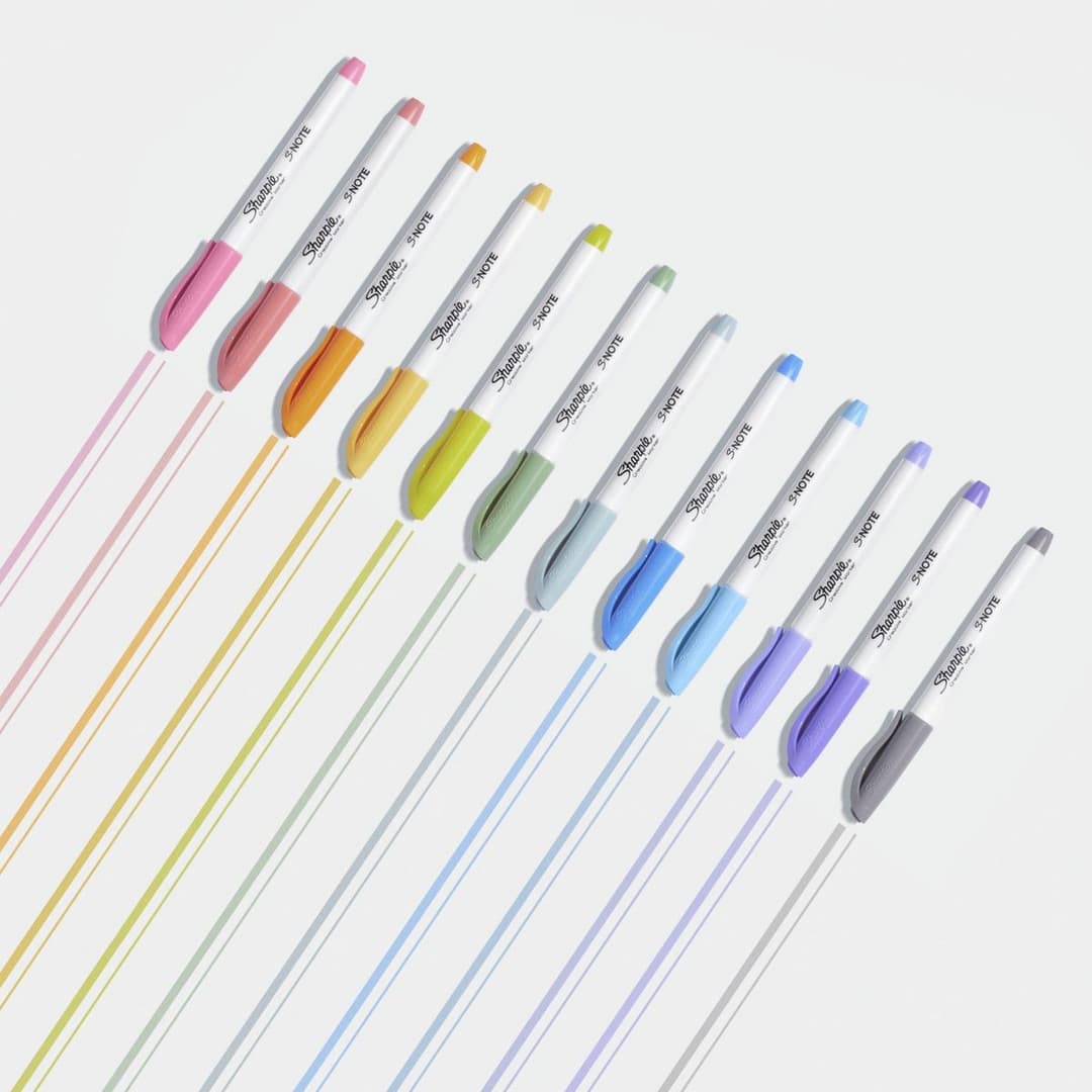 Sharpie S-Note Chisel Tip Highlighter - Assorted Pastel Colours - Pack of 12 - Image 2