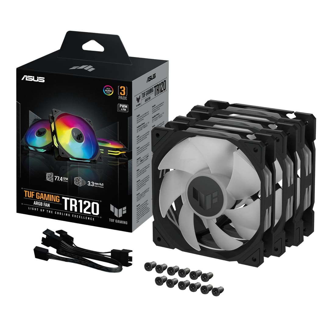 ASUS TUF Gaming TR120 ARGB 120mm PWM Case Fan - Black 3-Pack - Image 1